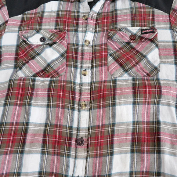 Vintage Dickies Red And Green Plaid Quilt Lined Outdoor Button Up Shacket Large - Picture 7 of 12